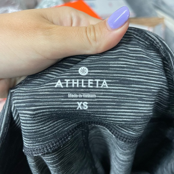 Athleta Mind Over Matter Carpi Leggings Space Dye Heathered Gray Striped… - Picture 5 of 8